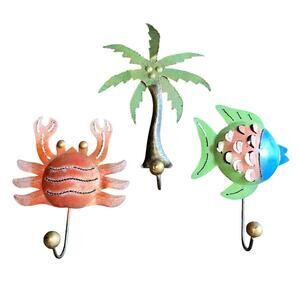 Handmade Metal Animal Decorative Hooks Fish Crab Palm tree beach ocean